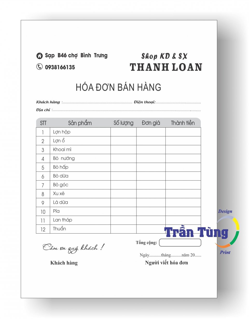 in hóa đơn bán lẻ 